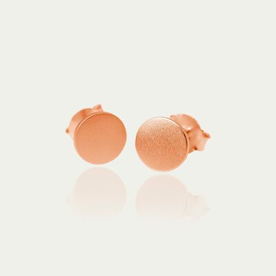 Ear studs Frosted Coin, rose gold plated