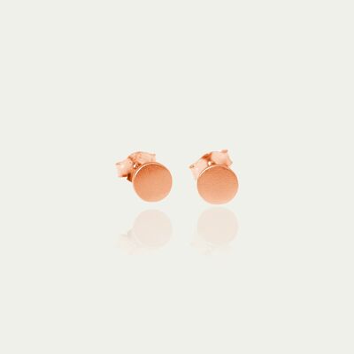 Ear studs Mini Frosted Coin, rose gold plated