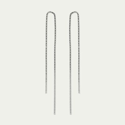 Boucles d'oreilles chaîne de boîte, argent sterling