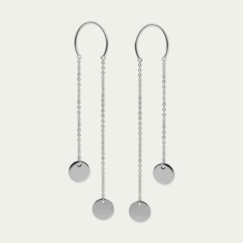 Boucles d'oreilles pièce de monnaie en fil incurvé, argent sterling 1