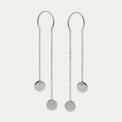 Curved Wire Coin Earrings, Sterling Silver