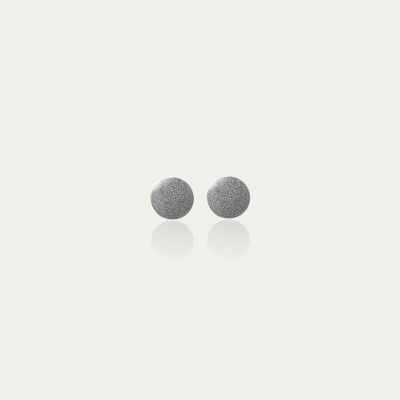 Mini Frosted Coin Stud Earrings, Sterling Silver