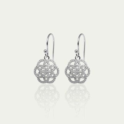 Flower of life earrings with zirconia, sterling silver