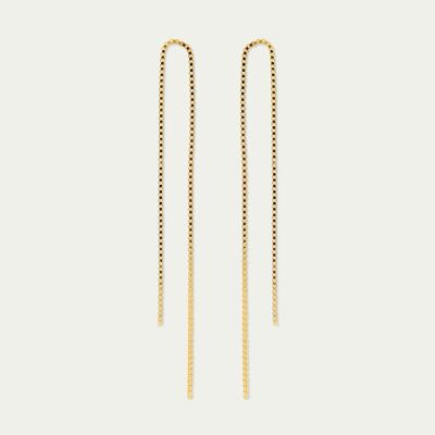 Box chain earrings, yellow gold plated