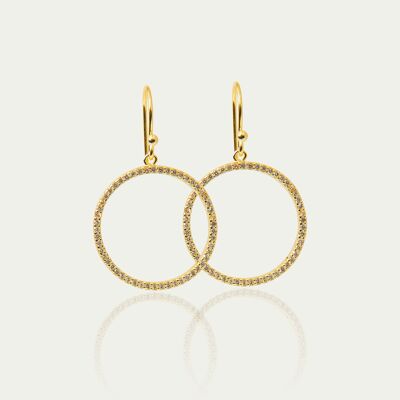 Earrings Big Circle, yellow gold plated