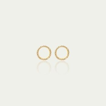 Clous d'oreilles cercle avec zircone, plaqué or jaune