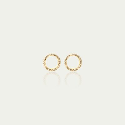 Ear studs circle with zirconia, yellow gold plated