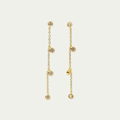 Pendientes de botón Glam, baño de oro amarillo