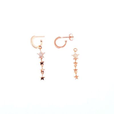 Creole stars with zirconia, rose gold plated