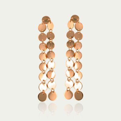 Earrings Mini Coin Double Line, rose gold plated