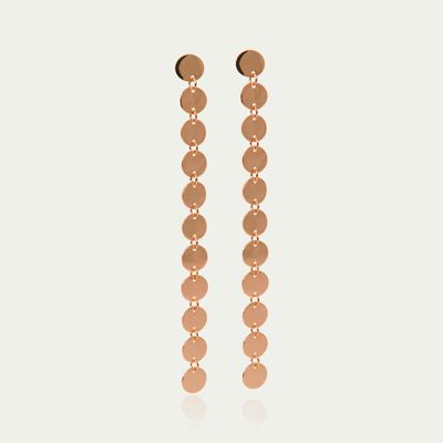 Earrings Mini Coin Line, rose gold plated