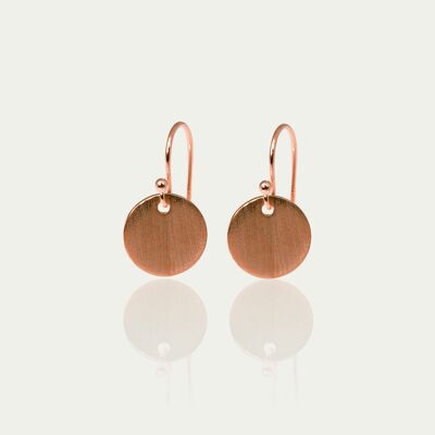 Frosted Coin earrings, rose gold plated