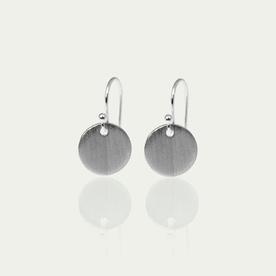 Frosted Coin Earrings, Sterling Silver