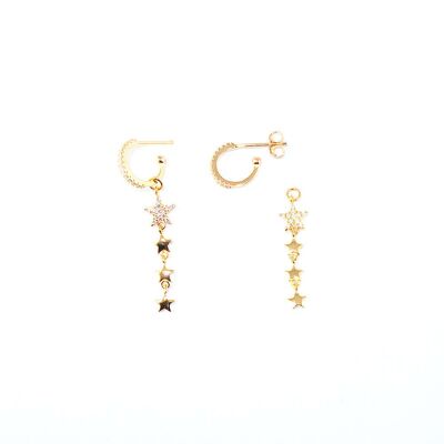 Creole stars with zirconia, yellow gold plated