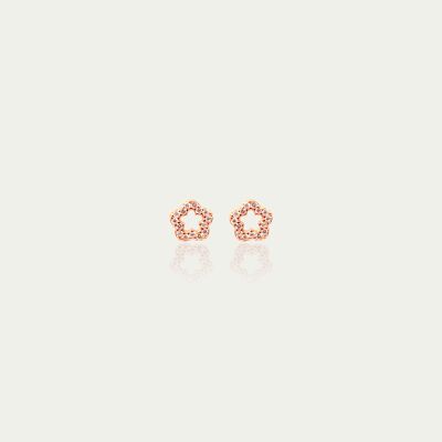 Ear studs Shiny Flower, rose gold plated