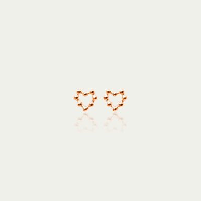Ear studs Bubbles Heart, rose gold plated