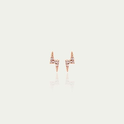 Flash ear studs with zirconia, rose gold plated