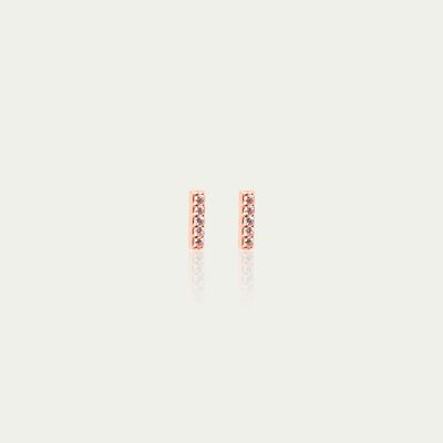 Ear studs mini bar with zirconia, rose gold plated