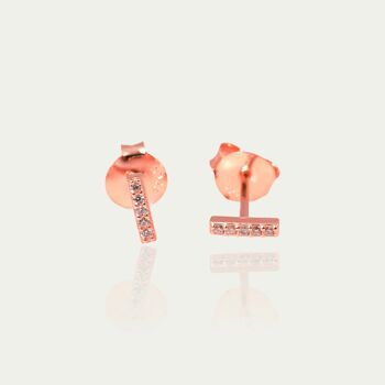 Clous d'oreilles mini barre avec zircone, plaqué or rose 2