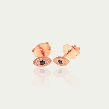 Clous d'oreilles Evil Eye, plaqué or rose 1