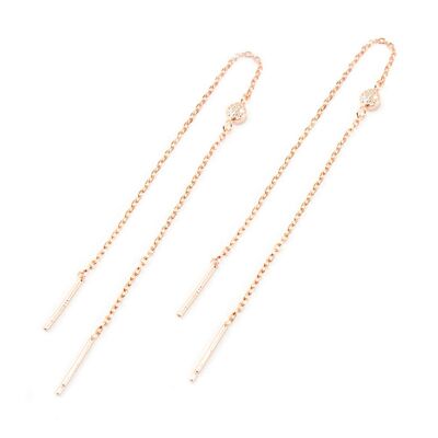Earrings Mini Pavé Double, rose gold plated