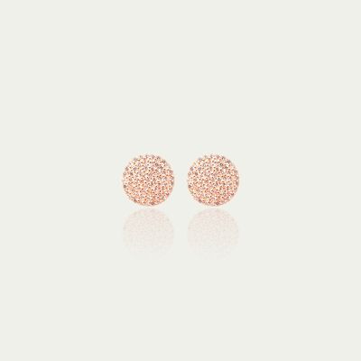 Pendientes de botón pavé, baño de oro rosa