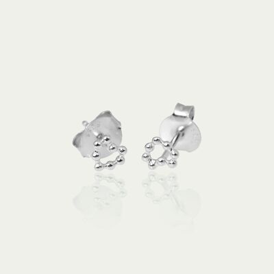 Pendientes de botón Bubbles Heart, plata de primera ley