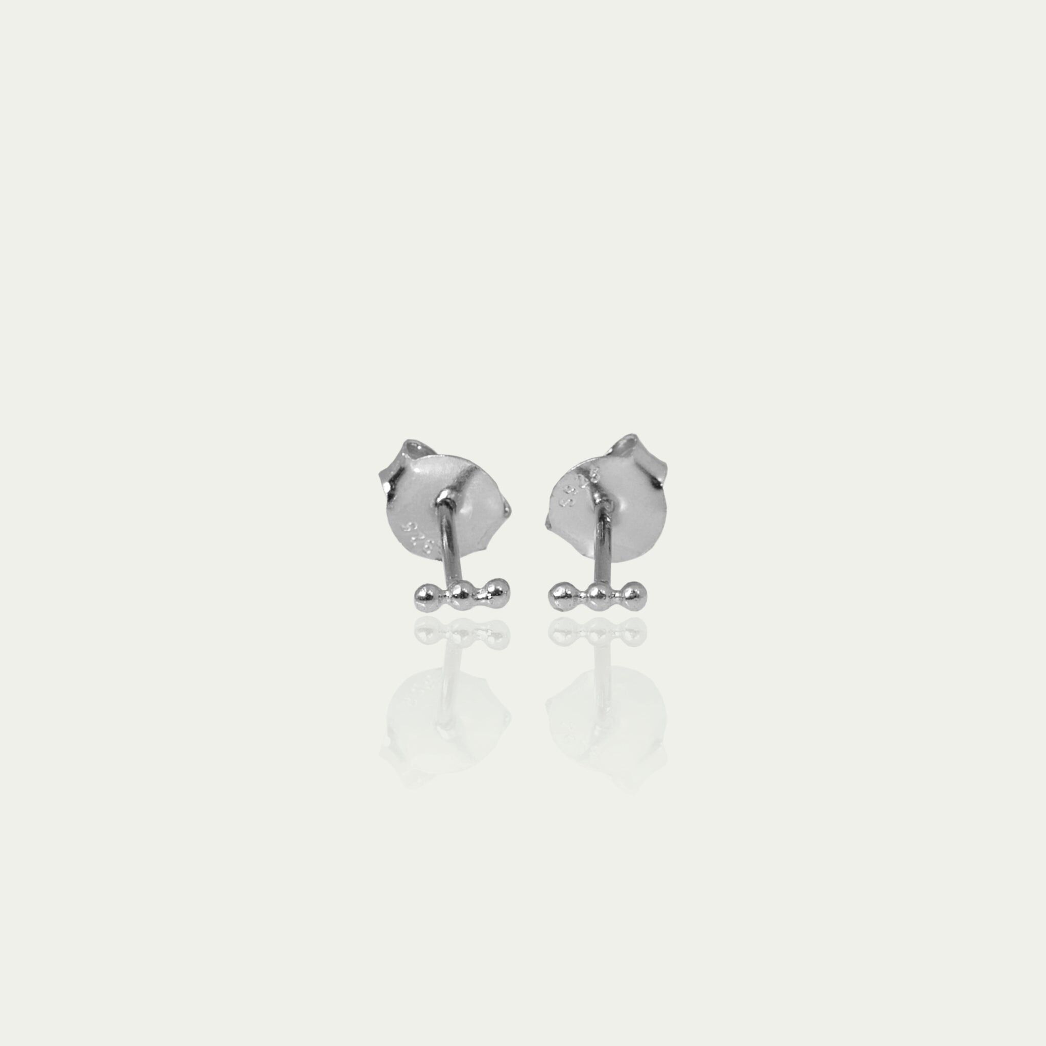 Aretes de barra con miniburbujas, plata de ley