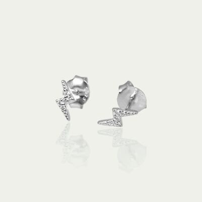 Ear studs Flash with zirconia, sterling silver