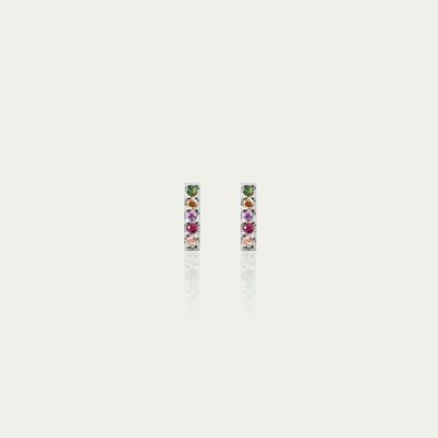 Ear studs rainbow with zirconia, sterling silver