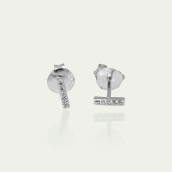 Clous d'oreilles mini bar avec zircone, argent sterling 1