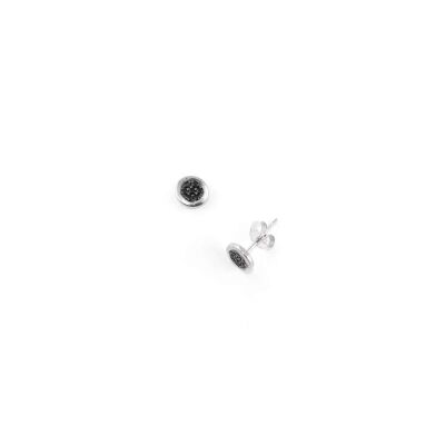Pendientes de botón Endless Pavé en plata de ley, color negro