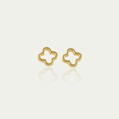 Ear studs Clover, yellow gold plated