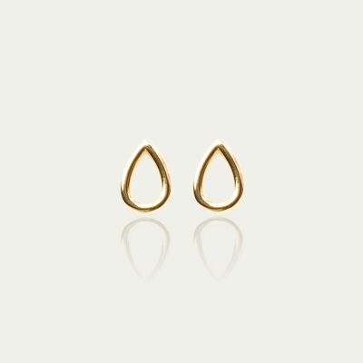 Pendientes de botón Drop, baño de oro amarillo