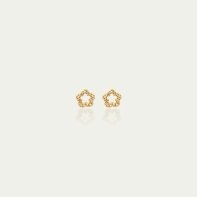 Ear studs Shiny Flower, yellow gold plated
