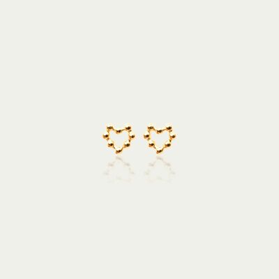 Ear studs Bubbles Heart, yellow gold plated