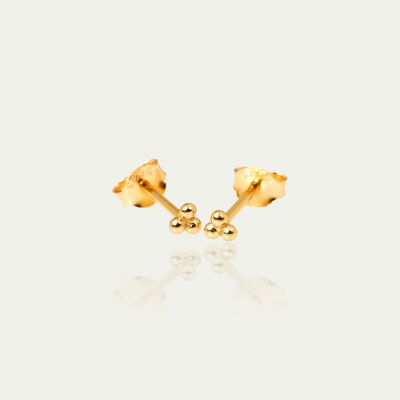 Ear studs Mini Bubbles Triangle, yellow gold plated