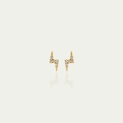 Flash ear studs with zirconia, yellow gold plated