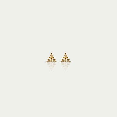 Ohrstecker Shiny Triangle mit Zirkonia, Gelbgold vergoldet