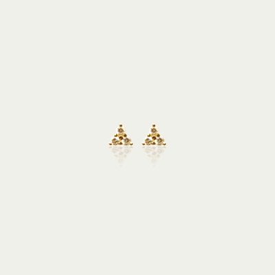 Ear studs Shiny Triangle with zirconia, yellow gold plated