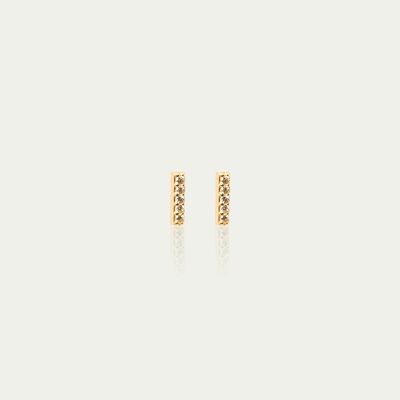 Clous d'oreilles mini barre avec zircone, plaqué or jaune