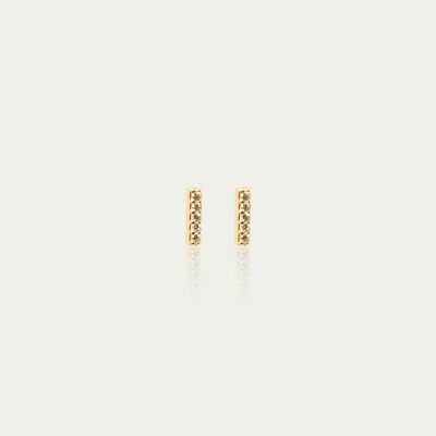 Ear studs mini bar with zirconia, yellow gold plated
