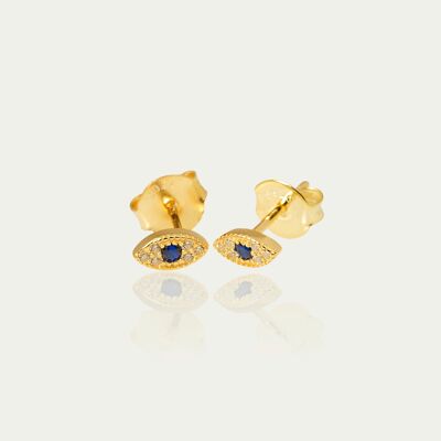 Ear studs Evil Eye, yellow gold plated