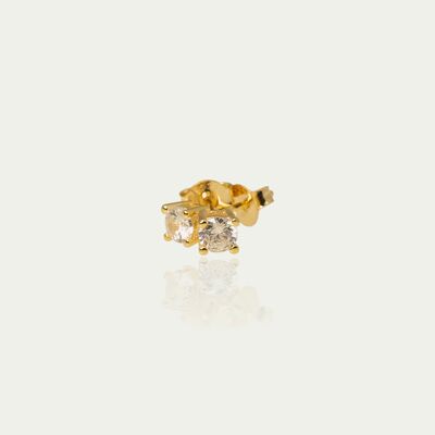 Ear studs Glam prong setting, yellow gold plated, Crystal