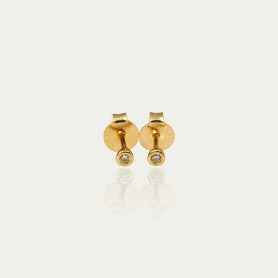 Ear studs Glam, yellow gold plated, Crystal
