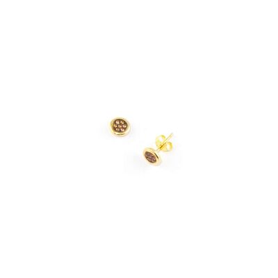 Ear studs Endless Pavé, yellow gold plated, champagne