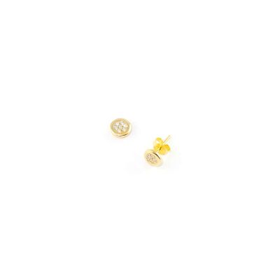 Ear studs Endless Pavé, yellow gold plated, Crystal