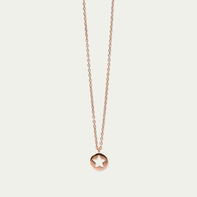 Collier Disc Star, plaqué or rose