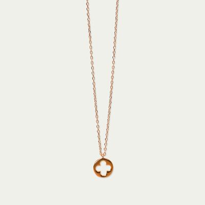 Collier Disc Clover, plaqué or rose