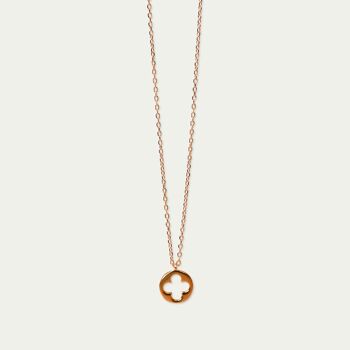 Collier Disc Clover, plaqué or rose 1